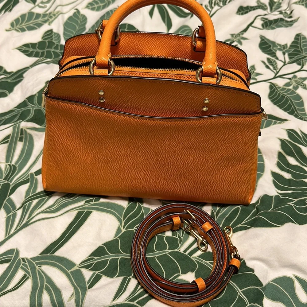 Used Orange Coach Mini Bag w/ Strap and Matching Wallet - Picture 11 of 16